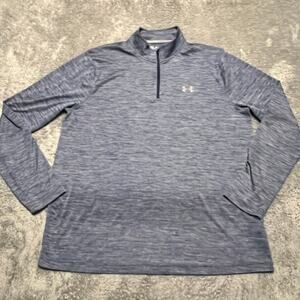 Under Armour Shirt Mens XXL Quarter Zip Performance Long Sleeve Blue